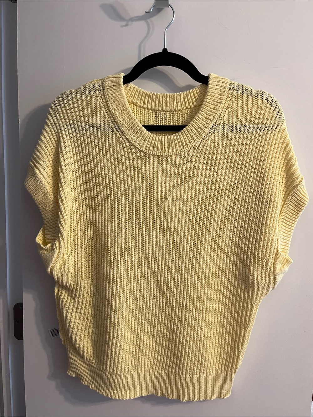 a new day Pale Yellow Ribbed Short-Sleeve Crew Sweater